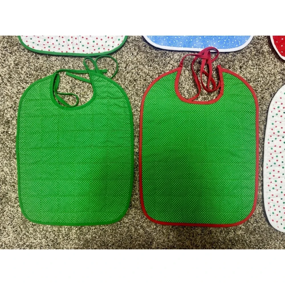 Lot Of‎ 6 Quilted Handmade Christmas Baby Bib  Large Size 12